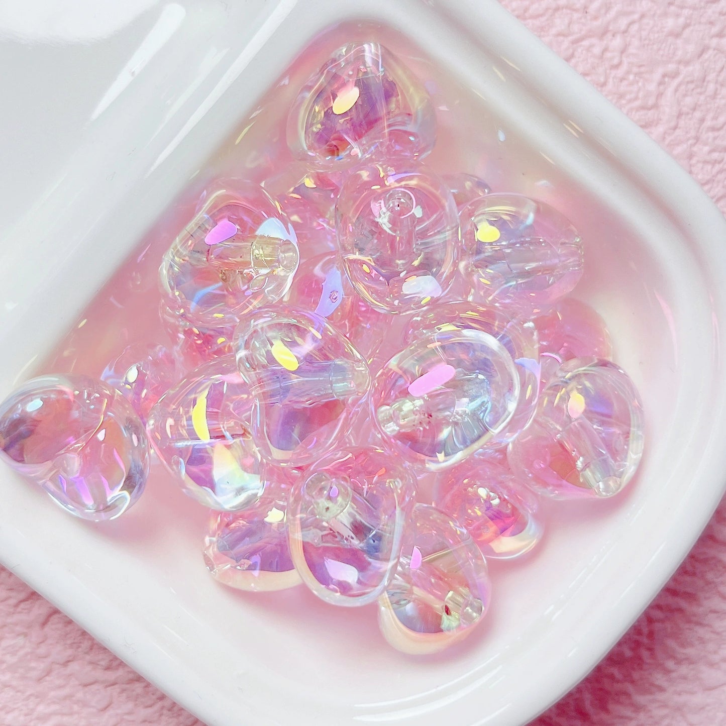 Double-Layer Glitter Heart Beads