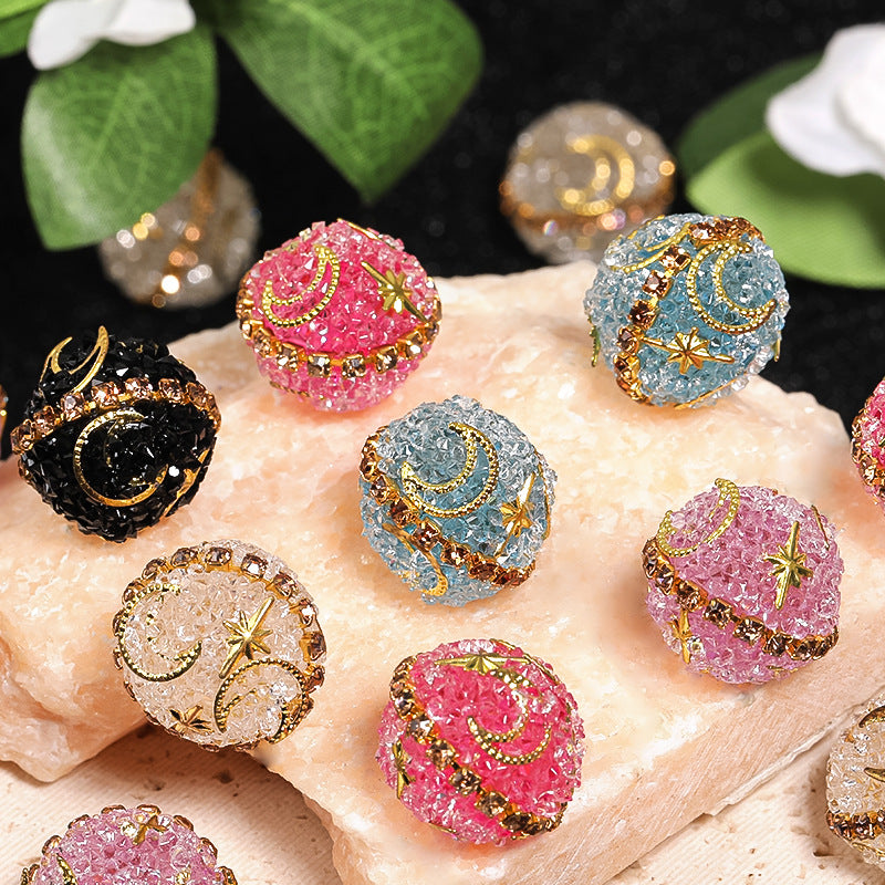 Luxury Sugar Beads With Star & Moon Rhinestones