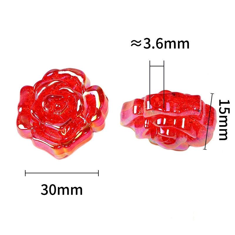 Crackle Rose Acrylic Beads (30mm, random color)