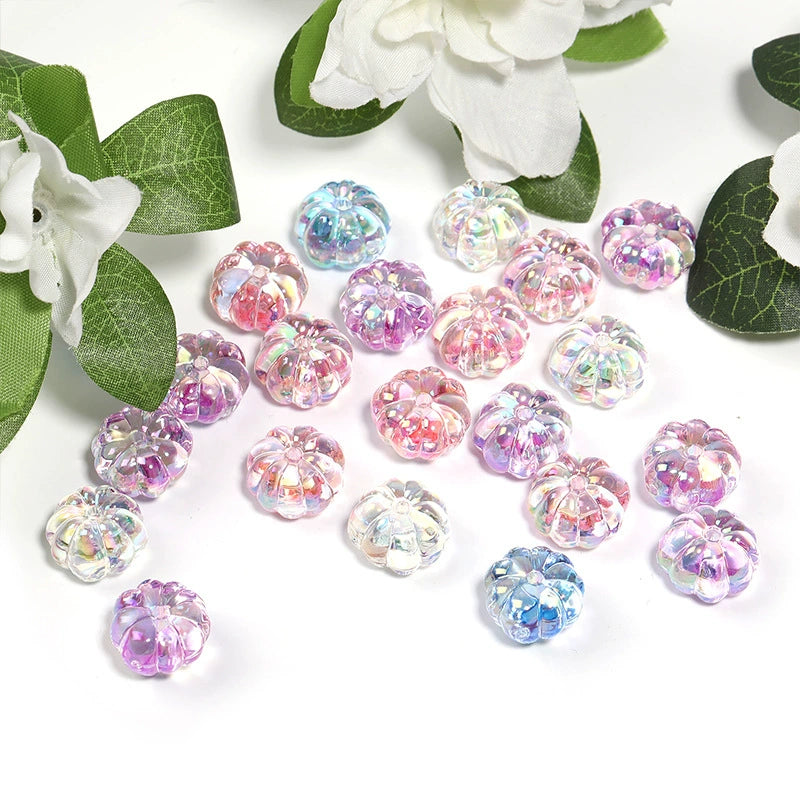 Ultra-Transparent Iridescent Pumpkin Beads