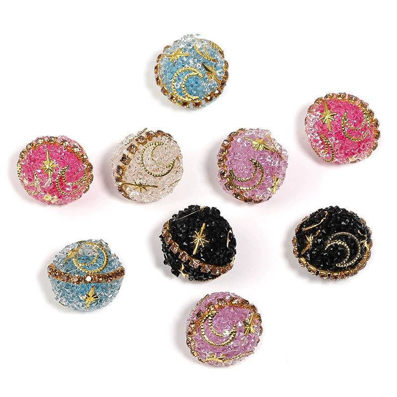 Luxury Sugar Beads With Star & Moon Rhinestones