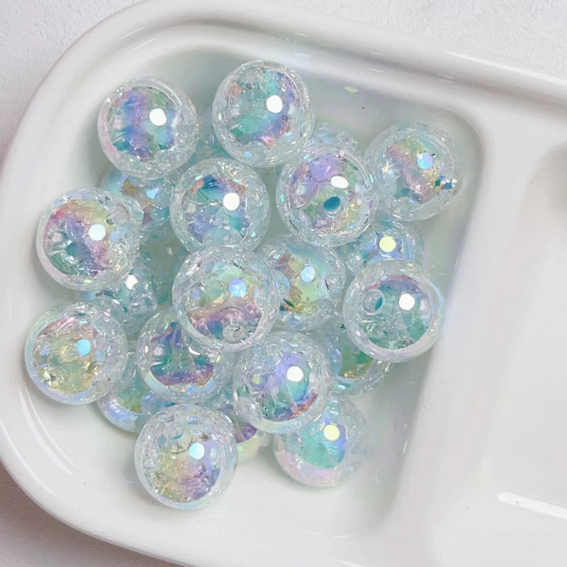 UV Iridescent Crackle Beads (16mm)