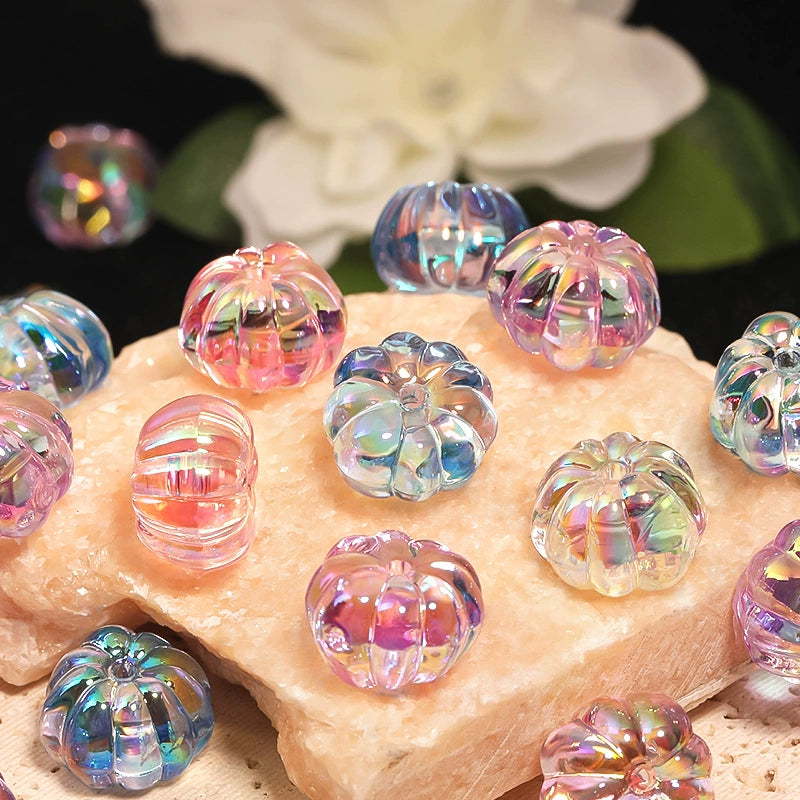 Ultra-Transparent Iridescent Pumpkin Beads