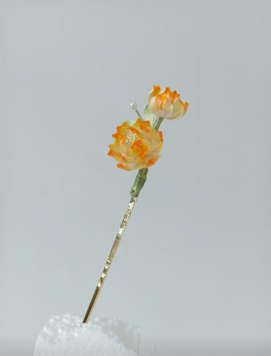 Yellow Peony Hairpin
