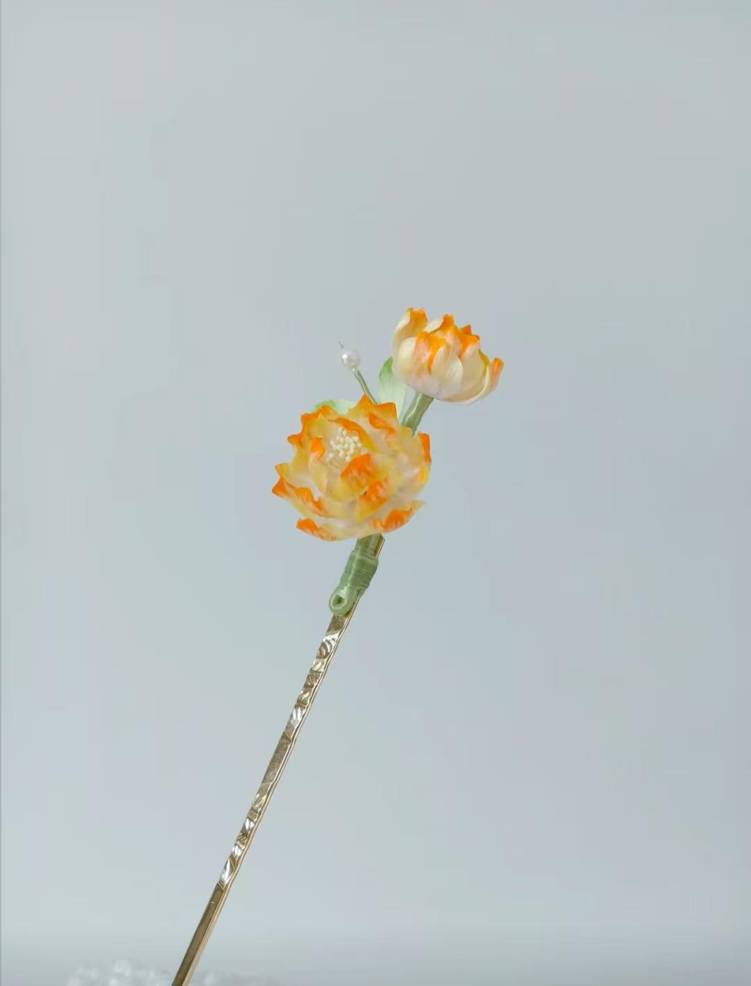 Yellow Peony Hairpin