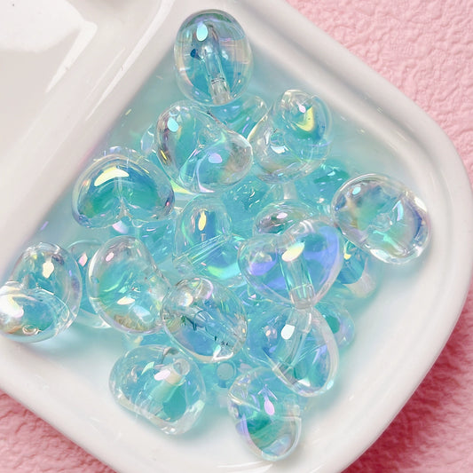 Double-Layer Glitter Heart Beads