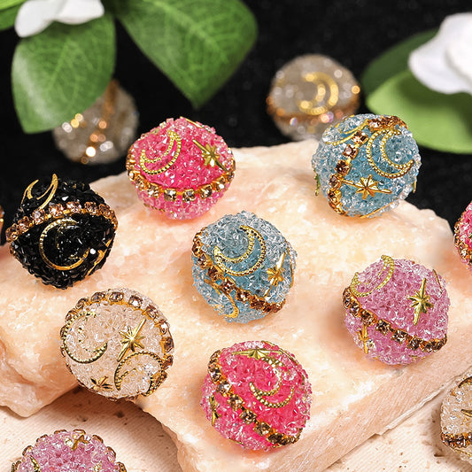 Luxury Sugar Beads With Star & Moon Rhinestones