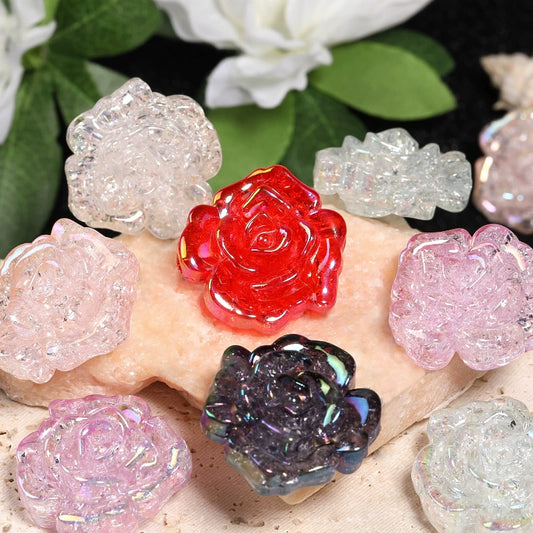 Crackle Rose Acrylic Beads (30mm, random color)
